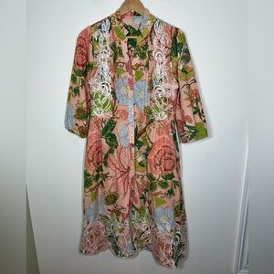 Soft Surroundings Floral Embroidered Midi Dress XS